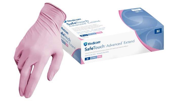 Перчатки нитрил L 50пар Safetouch Extented Pink Nitrile PF Medicom нестер неопудр текстур на пальцах розовые диагностич однораз