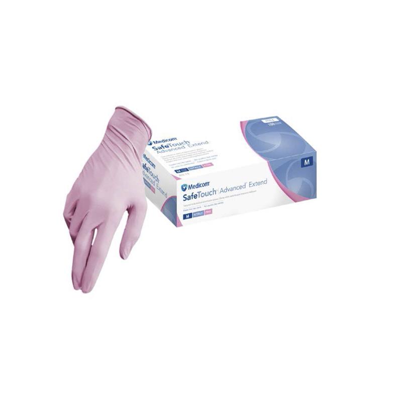 Перчатки нитрил M 50пар Safetouch Extented Pink Nitrile PF Medicom нестер неопудр текстур на пальцах розовые диагностич однораз